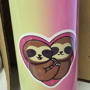 Adorable Sloth Embrace Tumbler - Pink and Yellow